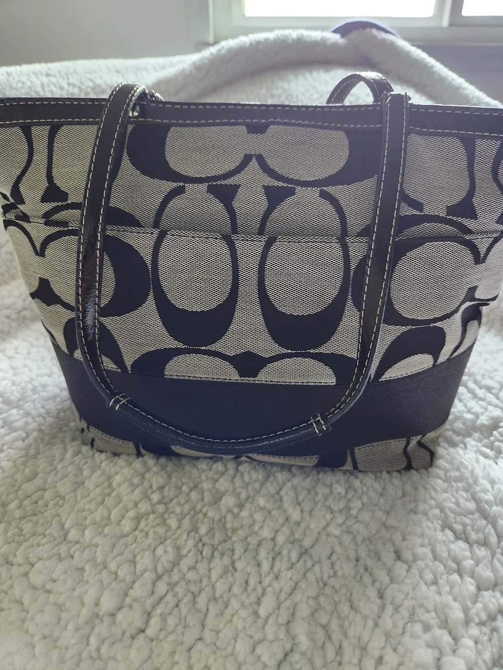 Coach Signature Canvas Tote in Black and Cream